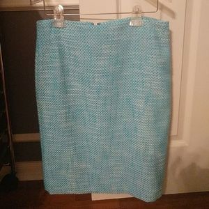 Talbots Aqua and white, skirt, Size 4